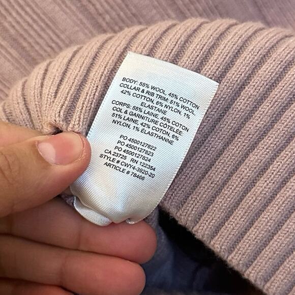 Aritzia Wilfred Plunge Front Cardigan Wool Cotton V-neck Crop Fitted Pleated S - Picture 10 of 10